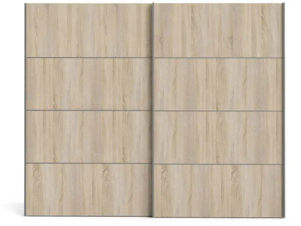TVILUM Verona sliding door wardrobe - oak/white wood, 2 sliding doors, wide