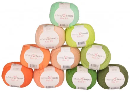 Infinity Hearts Rose 8/4 Yarn Pack 26 Orange and Green Shades - 10 pcs - Orange and Green Shades